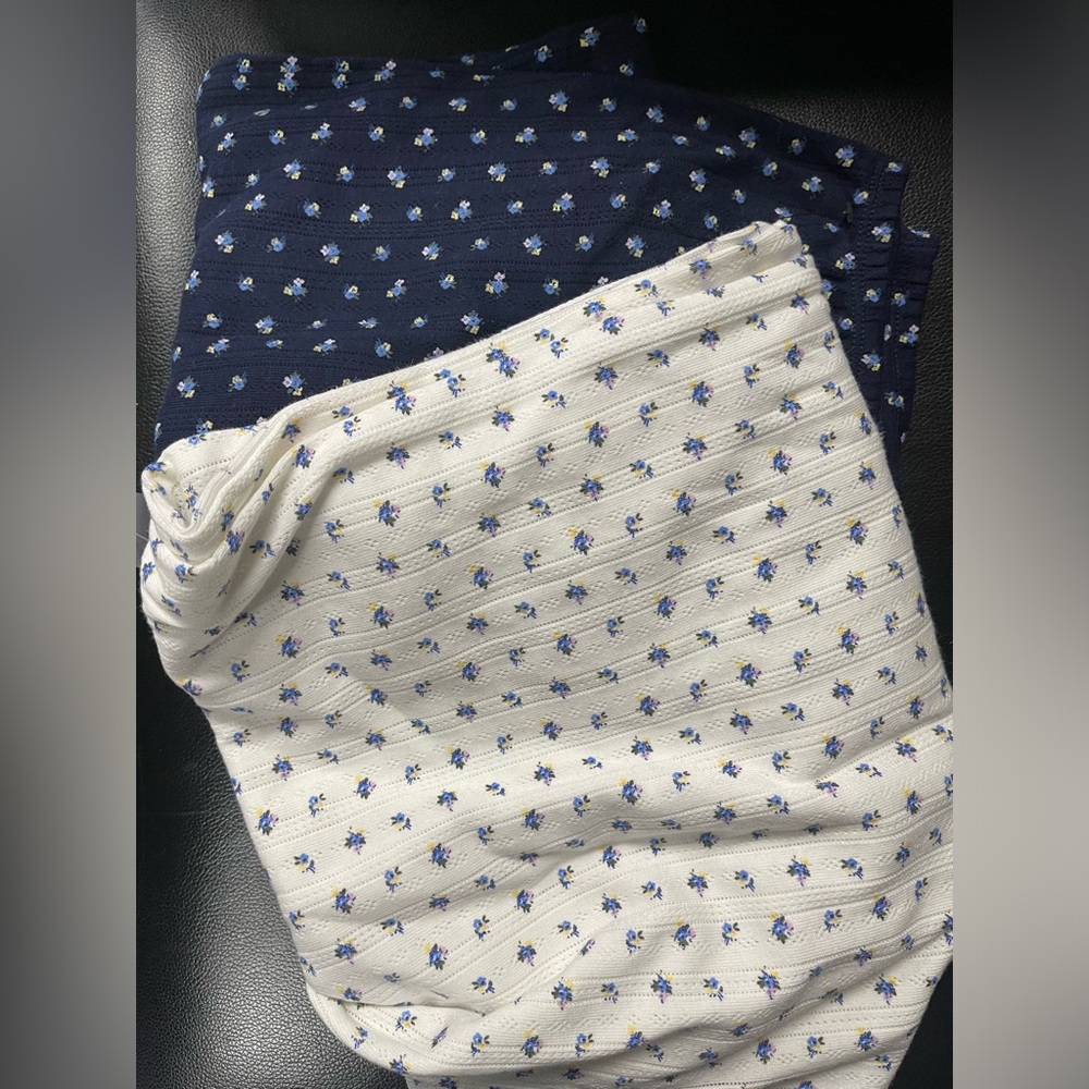 GAP White and blue  Pointelle Pajama PANTS only (2) white and blue  crop pants